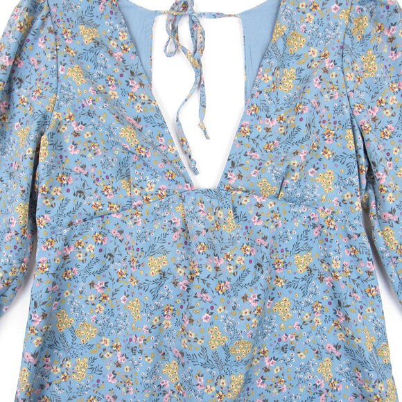 Forever 21 Floral Print Mini Dress Juniors Size L Long Sleeve - Picture 3 of 9